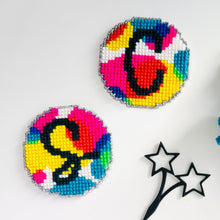 Load image into Gallery viewer, Circular Chunky Cross Stitch Coaster Kit with Yarn and Star Scissors