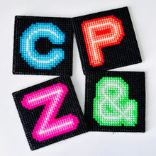 Load image into Gallery viewer, Neon Style Chunky Cross Stitch Coasters