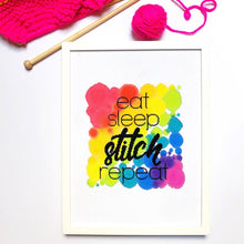 Load image into Gallery viewer, Eat, Sleep, Stitch, Repeat - Modern Cross Stitch Kit - Stitchsperation