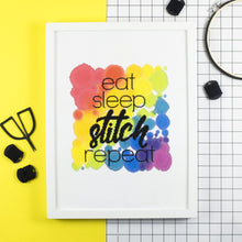 Load image into Gallery viewer, Eat, Sleep, Stitch, Repeat - Modern Cross Stitch Kit - Stitchsperation