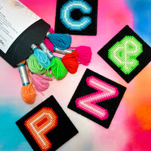 Load image into Gallery viewer, Neon Style Cross Stitch coasters

