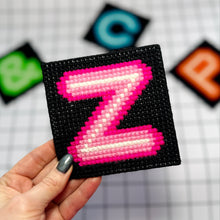 Load image into Gallery viewer, Pink Letter Z Neon Style Chunky Cross Stitch Coaster
