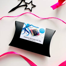 Load image into Gallery viewer, Rainbow Stitchable Gift Tag Black Pouch Star Scossor and PInk Ribbon
