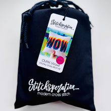 Load image into Gallery viewer, Black drawstring bag with a 'Stitchsperation' label on a white background
