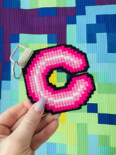 Load and play video in Gallery viewer, Neon light style, letter c, cross stitch bag charm
