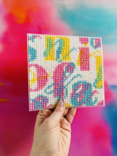 chunky cross stitch bag part