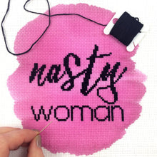 Load image into Gallery viewer, Seconds Sale - Nasty Woman - Modern Cross Stitch Mini Kit - Stitchsperation
