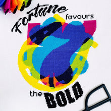 Load image into Gallery viewer, Fortune Favours the Bold - Modern Cross Stitch Kit - Fully Stitched - Stitchsperation
